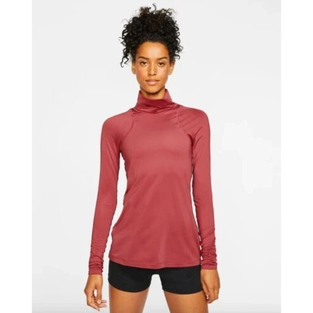 Nike Women's PRO Warm DriFit Size S Running Top Long Sleeve Burgundy Jersey